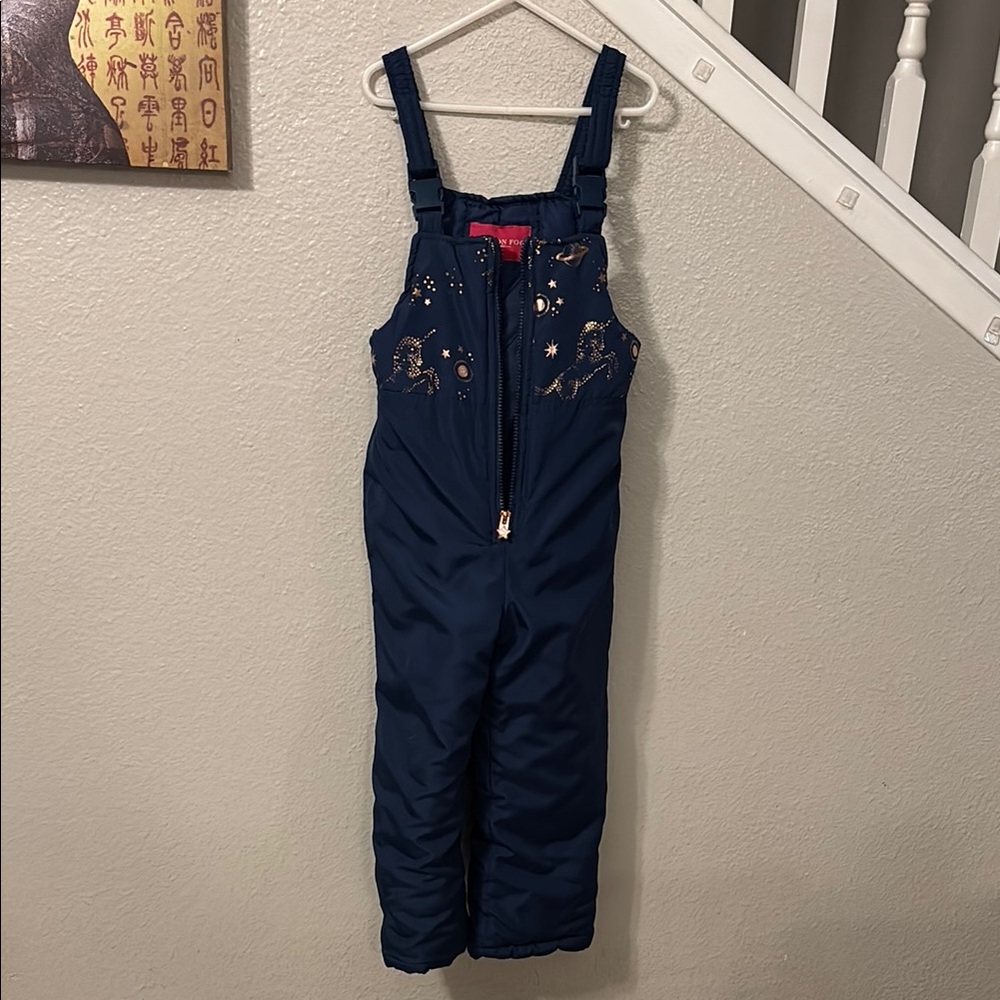 London Fog Kids' Navy Snow Bib with Gold Stars